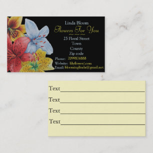 Tarjeta De Visita flores amarillo azul rojo Lilis floristas original