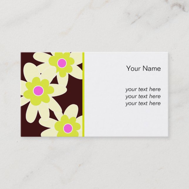 Tarjeta De Visita Flores amarillo y rosa (Anverso)