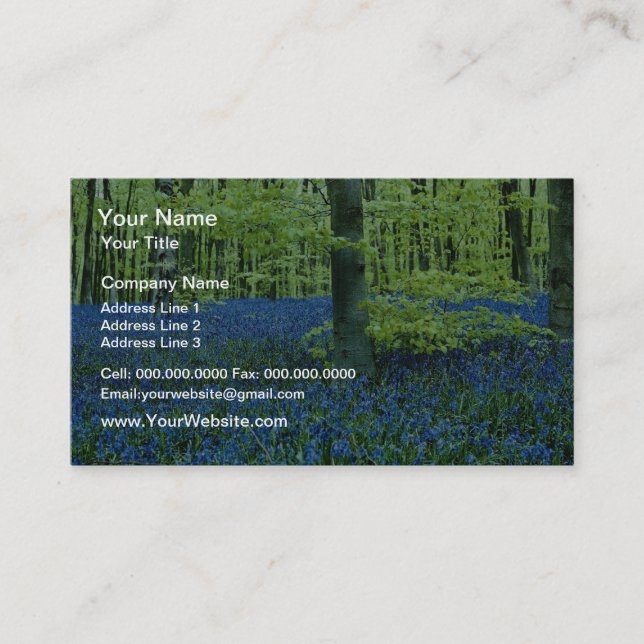 Tarjeta De Visita Flores Aqua Bluebell Woods (Anverso)