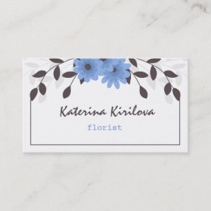 Tarjeta De Visita Flores azules con hojas