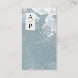 Tarjeta De Visita *~* Flores azules de pizarra floral Foto con logot