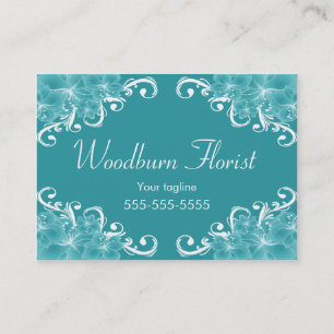 Tarjeta De Visita Flores azules elegantes