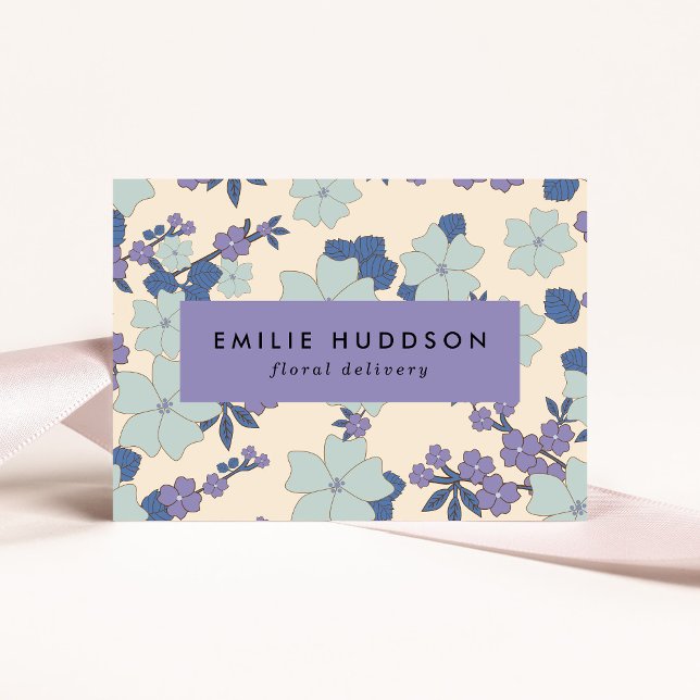Tarjeta De Visita Flores azules, flores moradas, florística, flor (Subido por el creador)