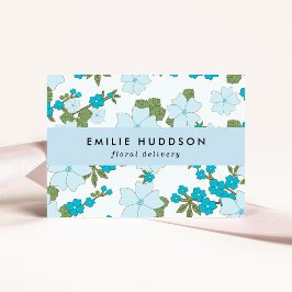 Tarjeta De Visita Flores azules, motivos florales, floristería, Flor