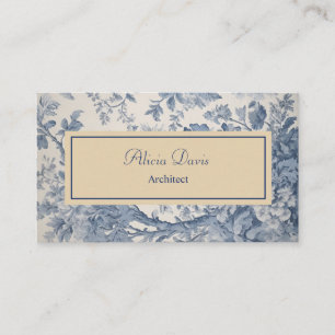 Tarjeta De Visita Flores azules Toile de Jouy tu nombre
