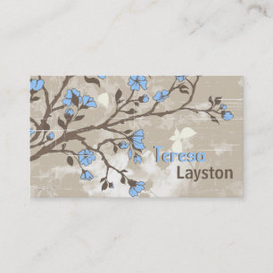 Tarjeta De Visita Flores azules vintage estola de estaño floral