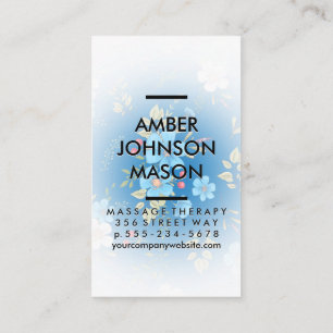 Tarjeta De Visita Flores azules y hojas patrón decorativo