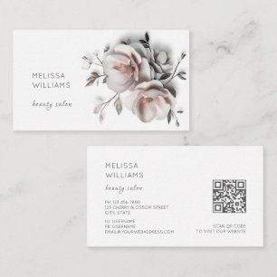 Tarjeta De Visita Flores blancas 3D simples