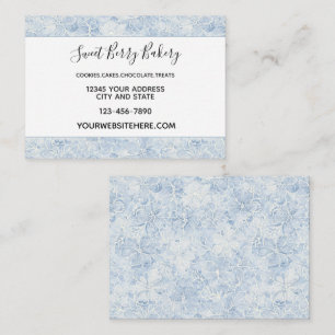 Tarjeta De Visita Flores Blancas Azules Bonitas