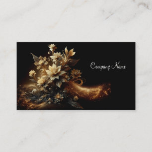Tarjeta De Visita Flores blancas con Purpurina de oro