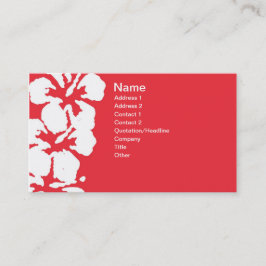 Tarjeta De Visita Flores blancas hibiscus en rojo