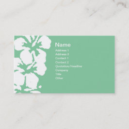 Tarjeta De Visita Flores blancas hibiscus en verde