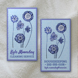 Tarjeta De Visita Flores blancas y azules ❊ Maid & Houston Floral
