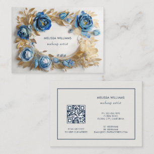 Tarjeta De Visita Flores Blue Gold 3 D