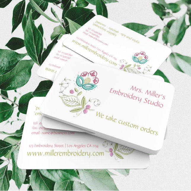 Tarjeta De Visita Flores bordadas Embroidery Patrón floral (Subido por el creador)