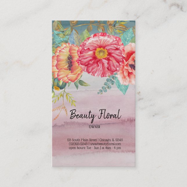 Tarjeta De Visita Flores Bouquet Florist (Anverso)