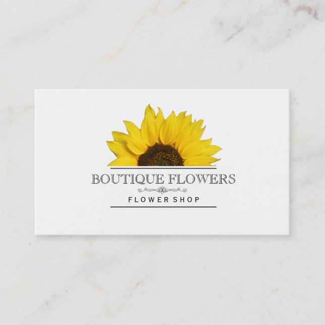 Tarjeta De Visita Flores Boutique | Flor solar (Anverso)