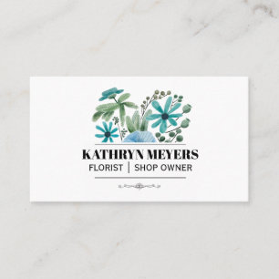 Tarjeta De Visita Flores Boutique   Flores azules
