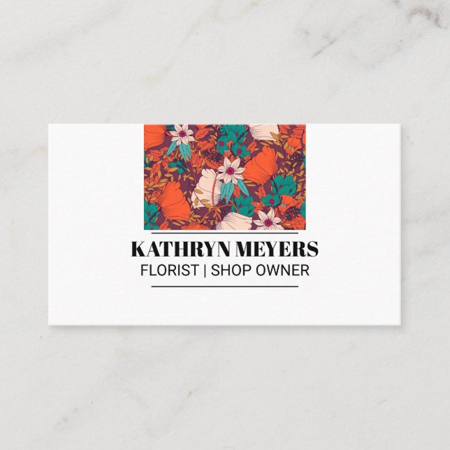 Tarjeta De Visita Flores Boutique | Flores ilustrativas (Anverso)