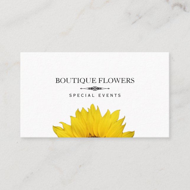 Tarjeta De Visita Flores Boutique | Flores solares, simples (Anverso)