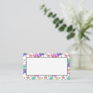 Tarjeta De Visita flores brillantes arcoíris coloridas abejas floral