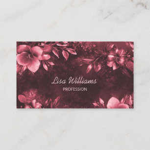 Tarjeta De Visita Flores brillantes rosadas Mauve