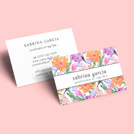 Tarjeta De Visita Flores brillantes | Violeta azul naranja púrpura
