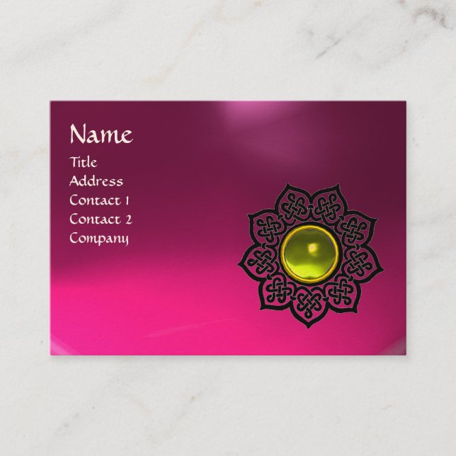 Tarjeta De Visita FLORES CELÁTICOS MONOGRAMAS Amitismo rosa, topaz (Anverso)