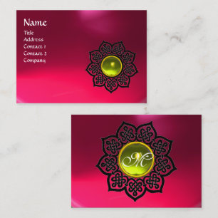 Tarjeta De Visita FLORES CELTICOS GEMSTONE AMARILLO MONOGRAM Ruby ro