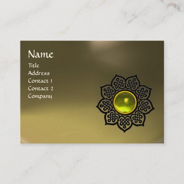 Tarjeta De Visita FLORES CELTICOS MONOGRAMA AGATE topaz amarillo gri (Anverso)