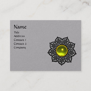 TARJETA DE VISITA FLORES CÉLTICOS NEGROS AMARILLO TOPAZ GEM MONOGRAM