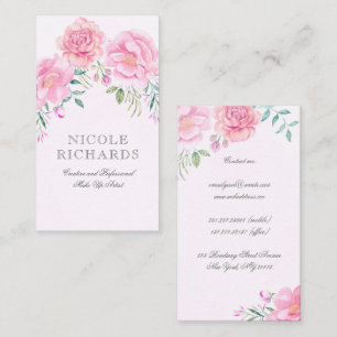 Tarjeta De Visita Flores color de agua rosa Bouquet Belleza elegante
