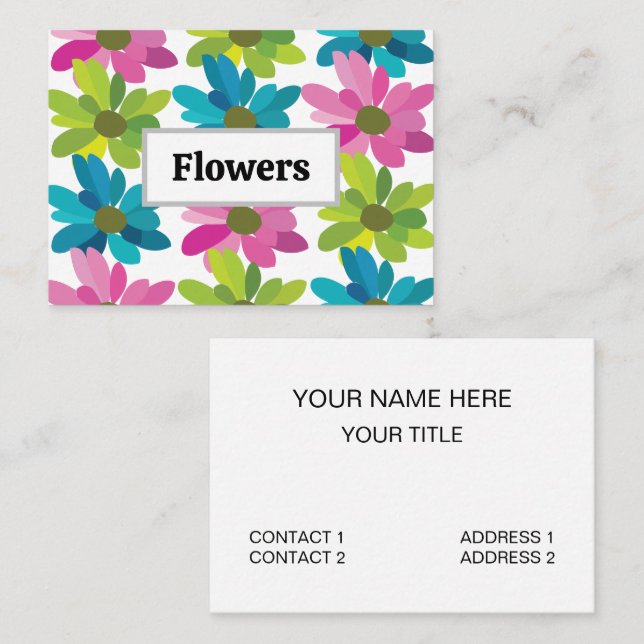 Tarjeta De Visita Flores coloridas (Anverso / Reverso)