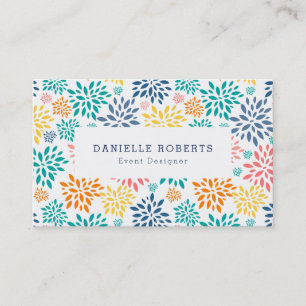 Tarjeta De Visita Flores coloridas abstractas