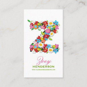 Tarjeta De Visita Flores Coloridas y Caprichosas de Primavera Monogr