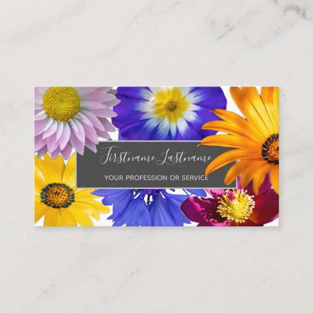 Tarjeta De Visita Flores coloridas y elegantes (Anverso)