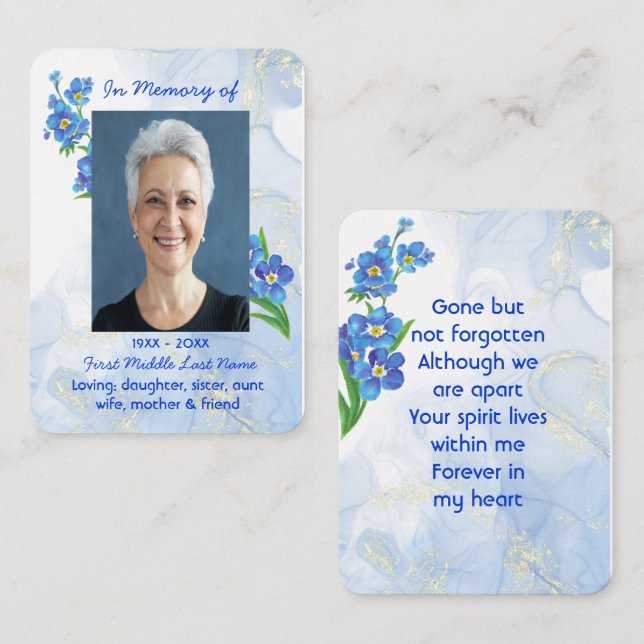 Tarjeta De Visita Flores conmemorativas que no me olviden" (Anverso / Reverso)