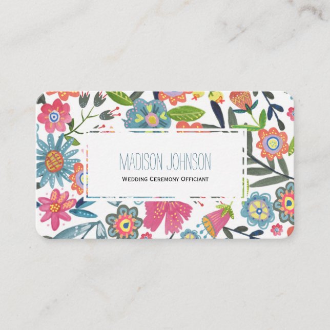 Tarjeta De Visita Flores de acuarela floridas rosadas (Anverso)