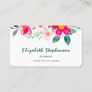 Tarjeta De Visita Flores de acuarela rosa Flor de flores botánicas