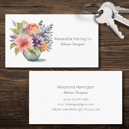 Tarjeta De Visita Flores de acuarela simplista en vasos