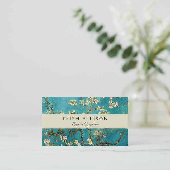 Tarjeta De Visita Flores de almendro de Van Gogh Clasicismo Impresio (Anverso de pie)