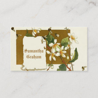 Tarjeta De Visita Flores de arándano blanco vintage personalizado fl