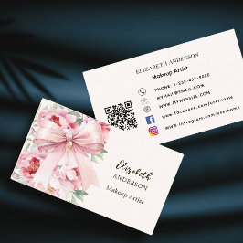 Tarjeta De Visita Flores de arco rosado qr código medios sociales