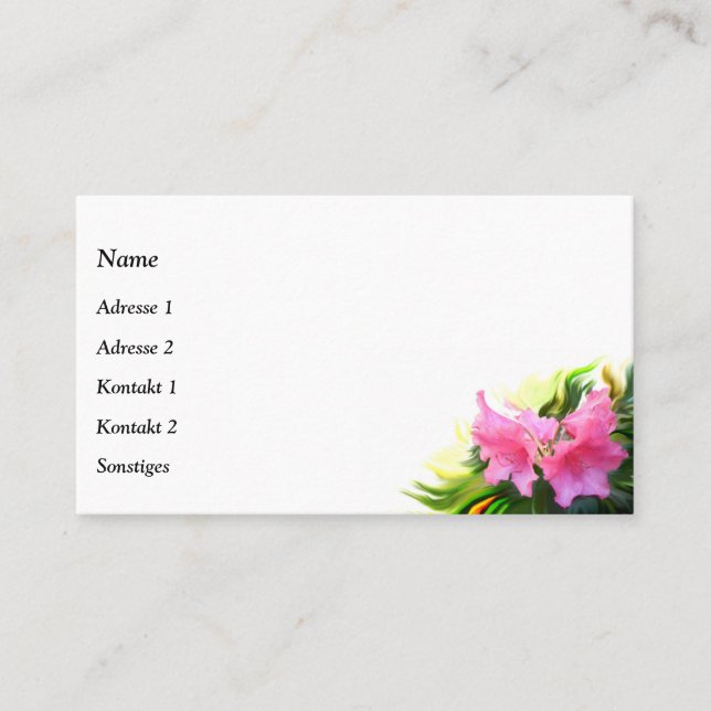 Tarjeta De Visita Flores de Azalea (Anverso)