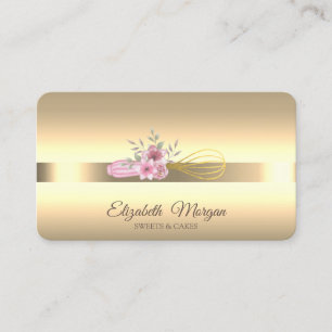 Tarjeta De Visita Flores de Batidor de Oro Profesional Moderno