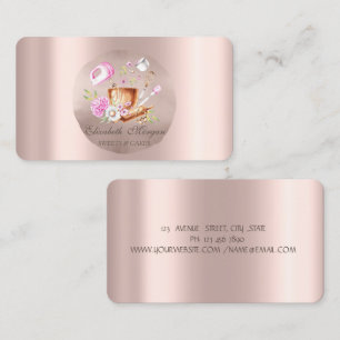 Tarjeta De Visita Flores de batidor de oro rosa en círculo