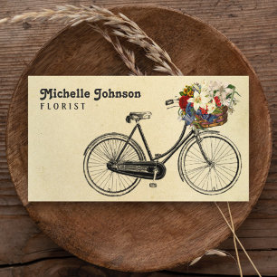 Tarjeta De Visita Flores de bicicleta francesas antiguas   Florismo