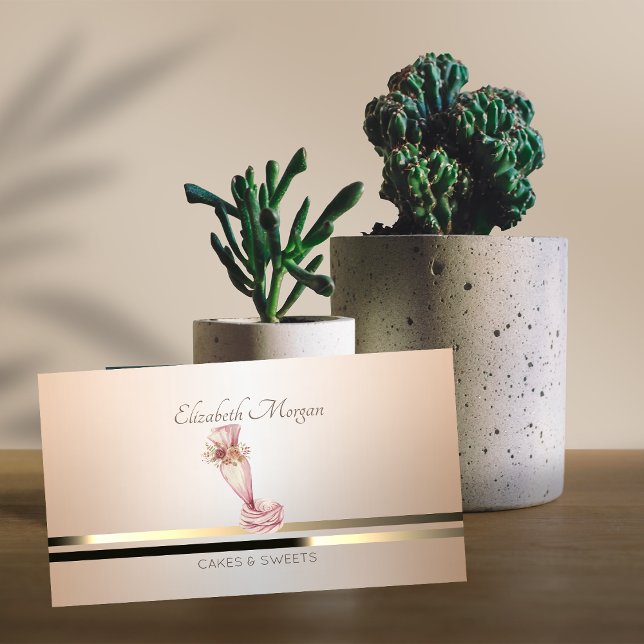 Tarjeta De Visita Flores de bolsitas de tubería modernas panadería L (Subido por el creador)