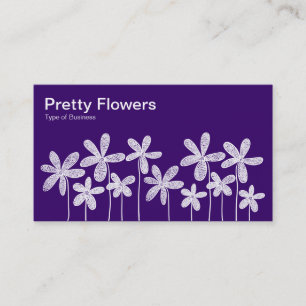 Tarjeta De Visita Flores de bonito - Blanco sobre morado (alternando