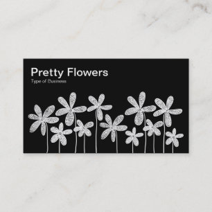 Tarjeta De Visita Flores de bonito - Blanco sobre negro